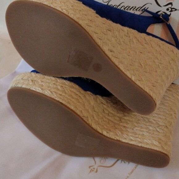 Footcandy Royal Blue Suede Wedge Espadrilles - Picture 5 of 9